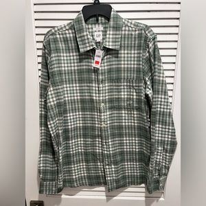 Men’s Large Untucked Green Plaid Shirt